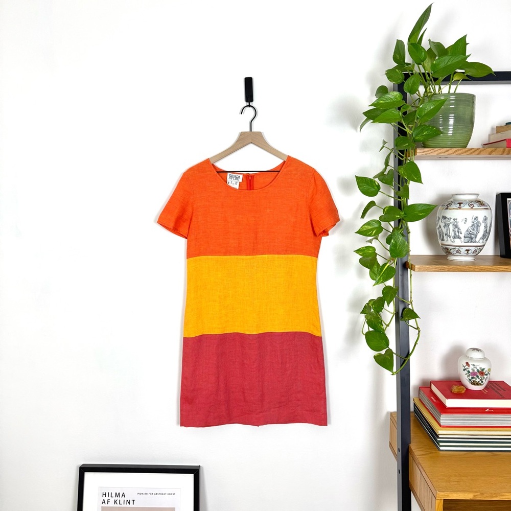 Escada Sport colorblock linen shift dress size 8